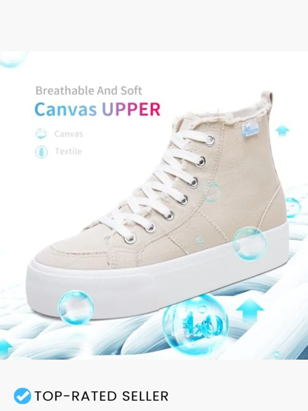 High Top Platform Canvas Sneakers Women Mid Calf Fashion Casual Lace Up Skate